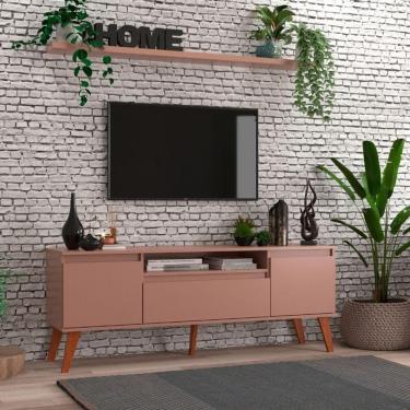 Imagem de Rack Para Tv Com Prateleira 150cm Retro Mdf Rosa Dallas - On Móveis