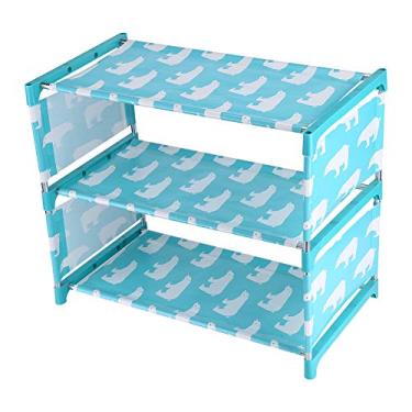 Imagem de YOUTHINK Rack de Sapatos de 3 Camadas, Organizador de Sapatos DIY que Economiza Espaço para Calçados Esportivos, Sapatos de Salto Alto, Resistente e Compacto, Fácil de Limpar, Com (urso azul)