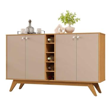 Imagem de Aparador e Adega com Pés em Madeira Jocasta. (Hannover/Cinza)