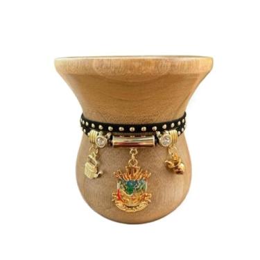 Imagem de Taças de Vinho, Copos, Jarros de, Conjuntos de Mate: Bule de Madeira Colorido + Pulseira(Natural + Brasão)