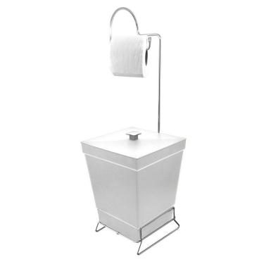 Imagem de Lixeira Com Suporte De Papel Higiênico - Stolf Branco