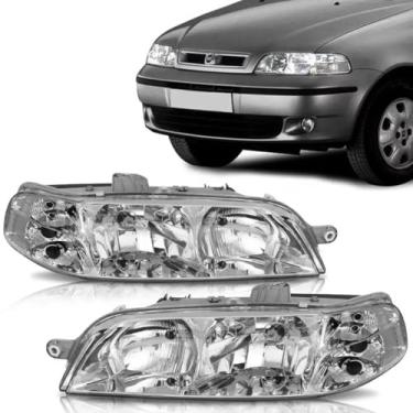 Imagem de Par Farol Palio Siena Strada Weekend G2 2001 2002 2003 2004 2005 2006 2007 Cromado