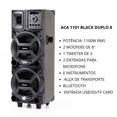 Imagem de SKD CAIXA AMPLIF. AMVOX ACA 1101 BLACK DUPLO 8 BIVOLT 1100W