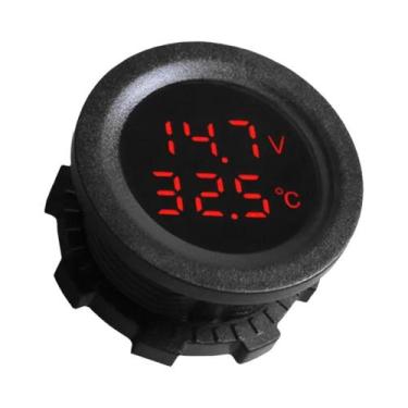 Imagem de Voltímetro Digital Redondo 12-24V Para Carro, Moto, Barco, Exibição De