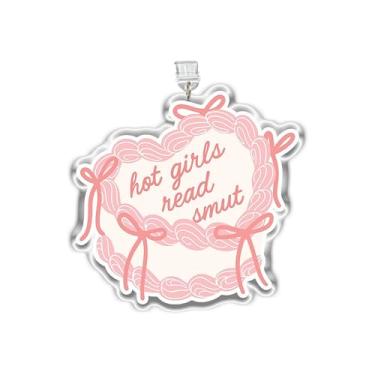 Imagem de MEIYSTICK Hot Girls Read Smut – Pingente de plugue de poeira, berloques de acrílico tipo C ou relâmpago, acessórios Kindle, pingentes de bolo de coração de livros para amantes de livros (Tipo-C)