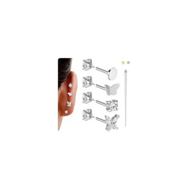 Imagem de BodyAce Brincos reversíveis de 18 g com rosca interna longa cartilagem brinco hélice aço cirúrgico concha tragus piercing joia para mulheres e homens, 1.0mm=18G;Bar Length:6mm, Aço inoxidável Zircônia