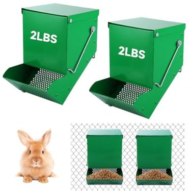 Imagem de 2 peças de alimentador de coelho para gaiolas, alimentador de feno para coelhos, dispensador de metal para pequenos animais com tampa e fundo de malha, capacidade de 12 cm para porquinhos-da-índia
