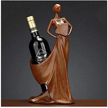 Imagem de GAORUIFENG s Acessórios de cozinha artesanais para bar doméstico resina beleza menina modelo suporte de vinho decoração de casa estatuetas miniaturas artesanato prateleira de vinho (cor: E)