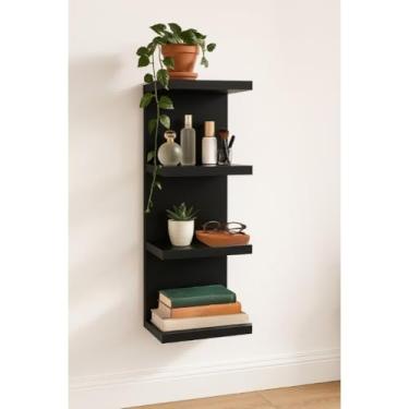 Imagem de Prateleira de Armazenamento de 85 Cm, Adequada Para Montagem Na Parede, Para Guardar Itens Como Velas Perfumadas e Livros.(PRETO)