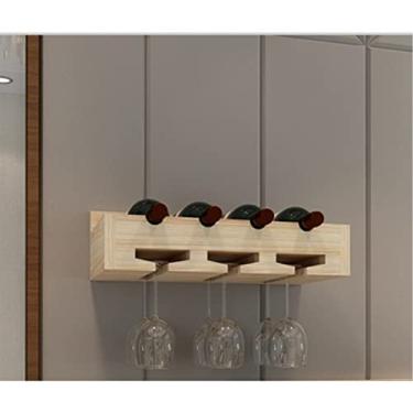 Imagem de Prateleira de parede Cremalheira criativa de madeira maciça para copos de vinho, rack de vinho de cabeça para baixo, rack de armazenamento de parede que pode suportar 15 kg de decoração de casa
