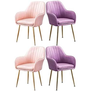 Imagem de Cadeira de jantar cadeiras de recepção de escritório conjunto de cadeiras de jantar de negócios conjunto de 4 cadeiras de jantar de veludo de cozinha conjunto de 4 com pernas de metal assento e