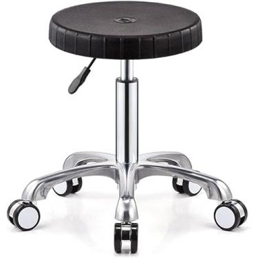 Imagem de Cadeira de jantar moderna para sala de maquiagem, elevador de cadeira de barbearia, cadeira de unha de loja de beleza de metal com polia pode mover cadeira de jantar banqueta redonda (cor: A)