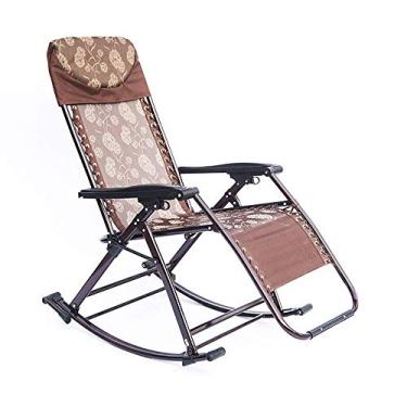 Imagem de FENOKD Cadeira de balanço, cadeira de balanço dobrável com travesseiros e apoios de braços, cadeira reclinável relaxante para sala de estar, pátio e terraço