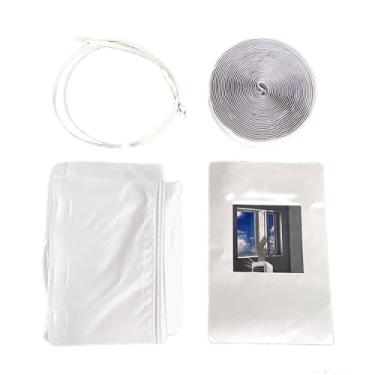 Imagem de Kit de ventilação de janela CA portátil - Vedação de 400 cm com 2 portas com zíper | Capa isolante para ar condicionado e secador, evita refluxo de ar e manter a casa fresca (serve para janela
