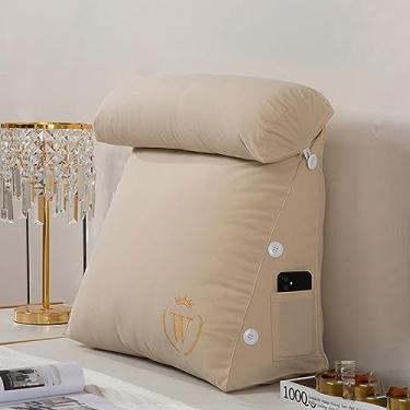 Imagem de HMBLAW Almofada triangular de cunha, almofada de leitura, almofada de apoio lombar com capa removível para sofá, cadeira, suporte para costas, almofada portátil, de pelúcia, para relaxar, braço