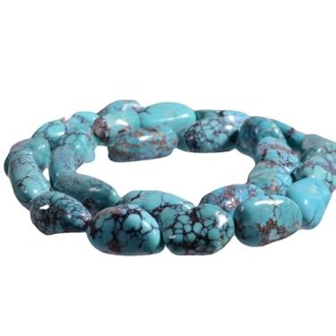 Imagem de Lady Works Fio de pedra natural turquesa azul de 33 cm, contas lisas de 20 x 13,4 x 7,1 mm para fazer joias DIY | Beads_01518