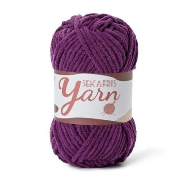 Imagem de Fio de veludo fofo para crochê, cobertor de bebê para crochê macio, 50 g (65,6 jardas) fios amigurumi, fios de crochê de chenille de pelúcia, fio de quebra-cabeça para artesanato de tecelagem de