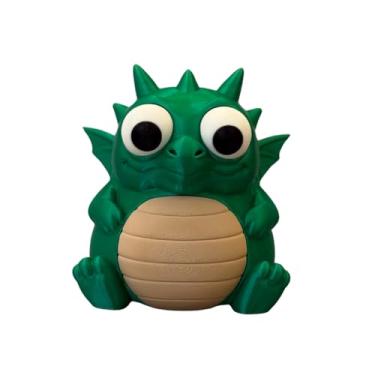 Imagem de Cofrinho Dragão Verde de Gigante Olhos Grandes | Cofre de Moedas Decoração Nerd/Geek Fantasia | Presente Criativo, RPG e Colecionadores | Dragão Verde