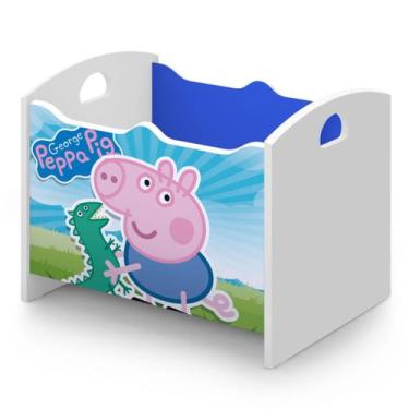 Imagem de Baú George Organizador Infantil Azul Branco Acetinado - CYM ESTOFADOS