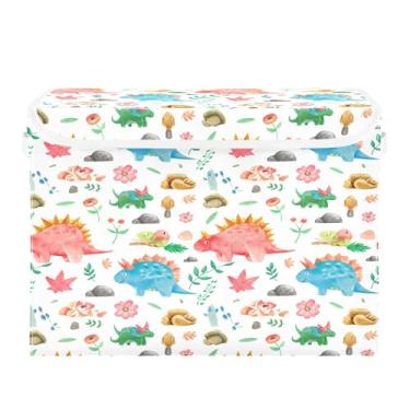 Imagem de SEHANY Cestas de armazenamento engraçadas de dinossauro com tampas, organizador de caixa de armazenamento dobrável, caixas de armazenamento de armário de tecido para roupas cobertor de escritório