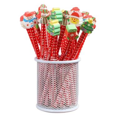 Imagem de PATILWON 36 lápis de Natal com borrachas – enchimentos de saco de brindes, papai noel, rena, boneco de neve, borrachas de desenho animado, conjunto de lápis HB a granel, artigos de papelaria de Natal