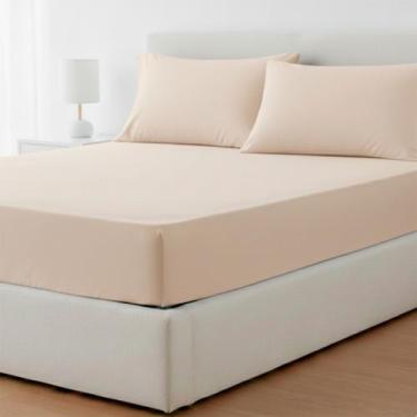 Imagem de Jogo De Lençol Elástico Casal King Box 3 Peças Algodão Percal - Bella 