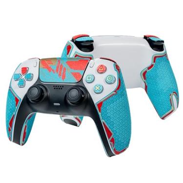 Imagem de Controller Grips for PS5 DualSense, Skin kit,Anti-Skid, Multi-Texture, Sweat Absorption, Pre-Cut Grips Tape, by SHADOW BOOLT (Gulf Blue, Red & Gold, Mecha Series 2.0 for DualSense)