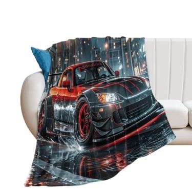 Imagem de HouLaiZhe Cobertor Super Macio Flanela Chuva Noite Drift S2000 JDM Carro Fresco Leve Cobertores de Refrigeração para Sofá-Cama Cadeira Sofá Carro Viagem ao Ar Livre Leve Quente 76 cm x 101 cm