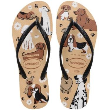 Imagem de Chinelo Havaianas Feminino SLIM PETS PRETO/DOURADO 33/34