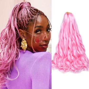 Imagem de Crochet Hair Vitorish Box Braids rosa French Curl de 16 polegadas