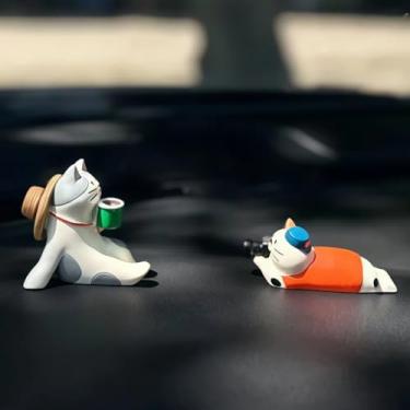 Imagem de Espelho retrovisor para decoração de gato de carro, enfeites fofos, decoração de painel, caminhão, enfeite de interior para decoração de engraçada, acessórios de interior de carro kawaii