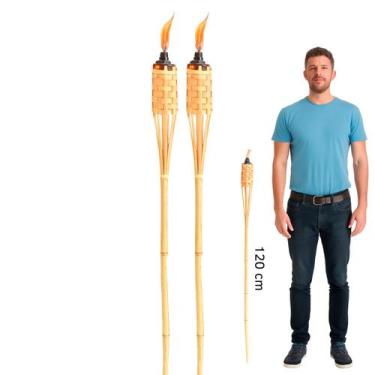 Imagem de kit 2 a 4 Tochas de Bambu são João festa junina acampamento decoração 