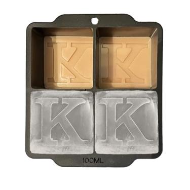 Imagem de Molde de cubos de gelo com monograma com tampa, bandeja de gelo de uísque de 5 cm, molde de cubo de gelo de coquetel, monograma de casamento, presente de agradecimento, presentes para o pai (letra K)