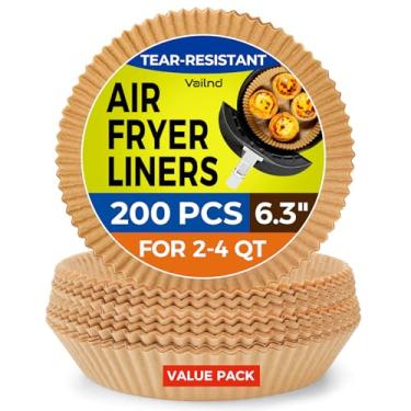 Imagem de Vailnd Forros de fritadeira a ar redondos pequenos, descartáveis, 200 peças de forros de papel de fritadeira a ar de 16 cm para Ninja AF101, forro de papel antiaderente e à prova de óleo para cesta de