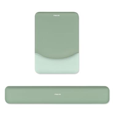 Imagem de MOSISO Suporte de descanso de pulso para mouse pad e conjunto de teclado, mouse ergonômico retangular base antiderrapante para alívio da dor em casa/escritório e almofada de digitação fácil com pano