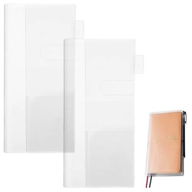 Imagem de KFHENSOMR 2 peças de capa de plástico para semanas, 20 x 20 cm, capas protetoras foscas, capa de planejador, transparente, PVC, capa protetora de plástico forte para livros, protetor de caderno