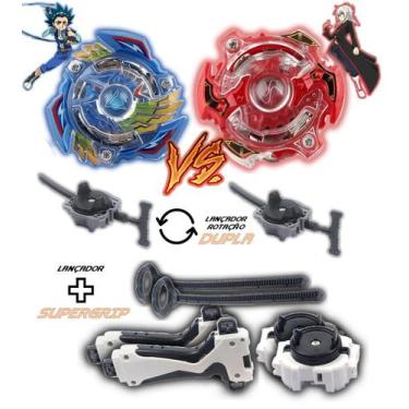 Imagem de Kit 2 Beyblade Burst + 4 Lançadores Valtryek Vs Spryzen Tornado Gyro -