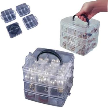 Imagem de Cesto para armazenamento, tecido, organizador de objetos, 3 divisorias , estruturado, grande , funcional, leve