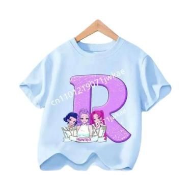 Imagem de Camiseta Infantil Azul Com Gola Redonda Manga Curta KPop Demon Hunters