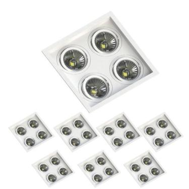 Imagem de 8 Spot Quadrado Quádruplo AR70 Branco Save Energy