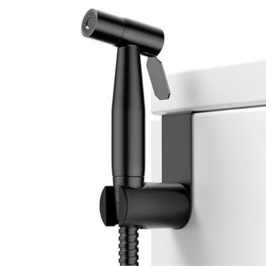 Imagem de Pulverizador portátil para bidê de vaso sanitário para controle de pressão de água ajustável com mangueira de bidê para lavagem feminina, torneira de bidê de níquel escovado de aço inoxidável fralda