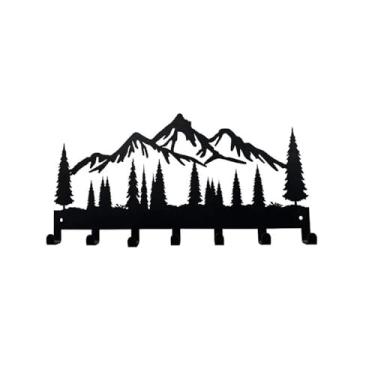 Imagem de Prateleiras suspensas 7 ganchos organizador chave gancho montanha floresta forma metal chaves titular entrada corredor cozinha para decoração de parede rack