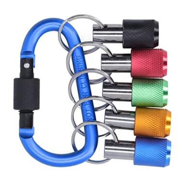 Imagem de Zerodis Suporte de Broca de Haste Hexagonal de 1/4 pol., 5 Barras de Extensão de Soquete Com Chaveiro, Cromado à Prova de Ferrugem, Compatível Com Chaves de Fenda Elétricas e Brocas, (Mosquetão Azul)