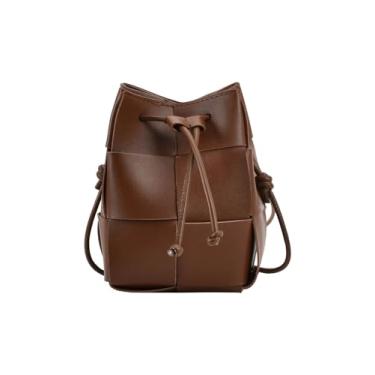 Imagem de SweatyRocks Bolsa tiracolo feminina de couro sintético com cordão, Marrom café, One Size, Macio