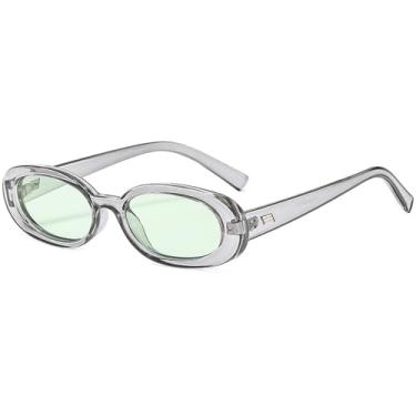 Imagem de Óculos de Sol Femininos e Masculinos Ovais com Estampa de Leopardo Pequena, Proteção UV400, Ideais para Esportes ao Ar Livre, Corrida e Ciclismo, Cinza e Verde