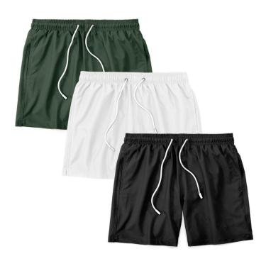Imagem de Kit 3 Shorts Bermuda Masculino Tactel Liso Praia Academia-Masculino