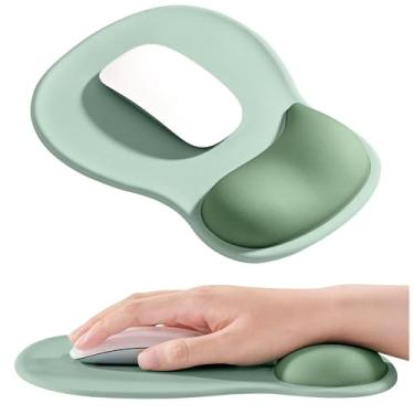 Imagem de EooCoo Mouse pad ergonômico com suporte de descanso de pulso em gel, design côncavo médio, alívio da dor no pulso, base antiderrapante para laptop, acessórios de mesa de escritório, síndrome do túnel