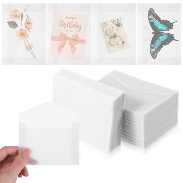 Imagem de Envelopes de Velino Xindojuz 50 peças, 11,5 × 8,5 cm Envelope de vidro translúcido autovedante mini porta-envelopes transparentes para sementes Coleta de Selo de Moeda Cartão de Presente Cartão de