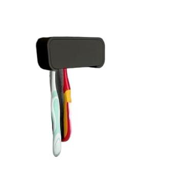 Imagem de Porta Escovas de Dente de Parede Sem Furo – Suporte para 4 Escovas com Fita Dupla Face Forte(Preto,4 Escovas)