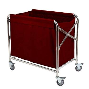 Imagem de Carrinho de mão móvel de aço inoxidável, carrinhos de cozinha, carrinho dobrável de linho para hotel, organizador de lavanderia com roda de freio universal, carrinho de rodinhas para serviço de quarto